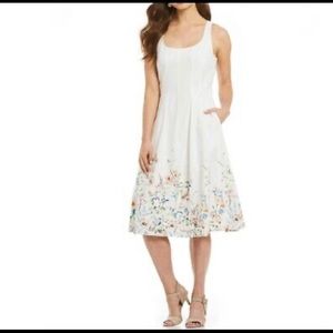 White dress with floral bottom